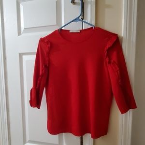 Red Zara 3/4 Sleeve Sweater